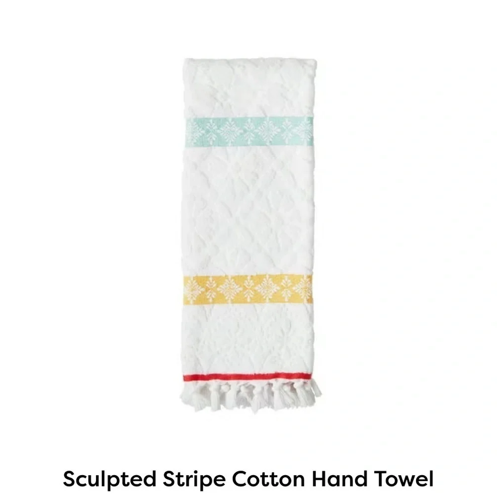 NEW Pioneer Woman Sculpted Stripe Hand Towel Only - 4 pack